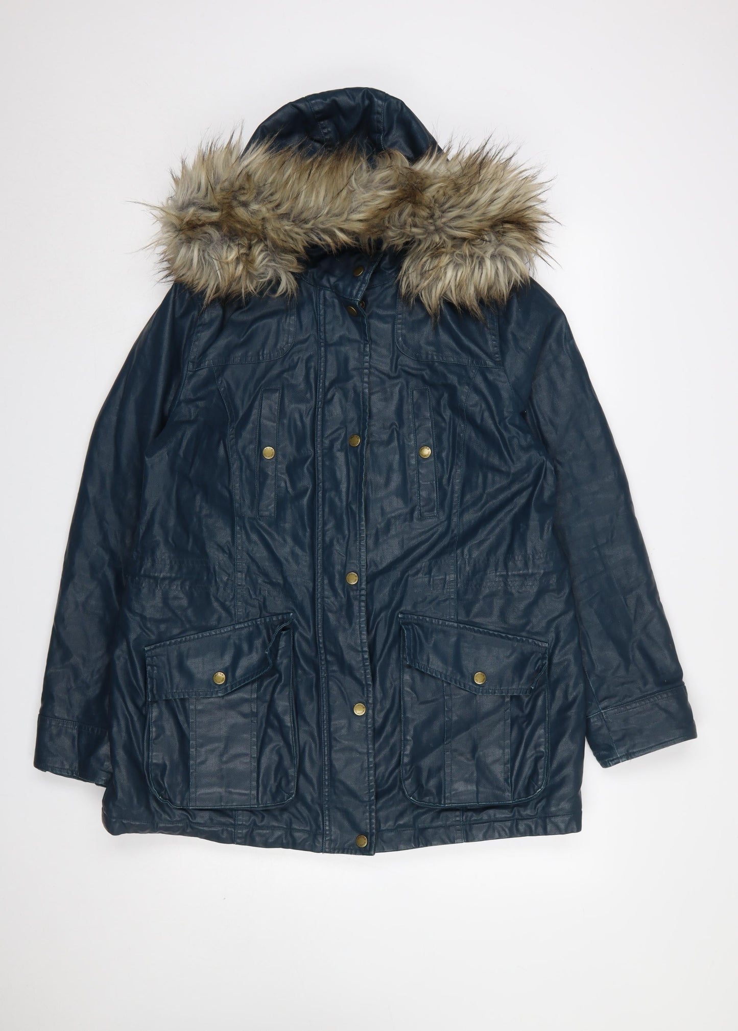 Womens UK Size 14 Marks and Spencer Blue Parka Coat