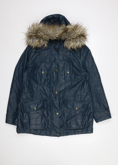 Womens UK Size 14 Marks and Spencer Blue Parka Coat