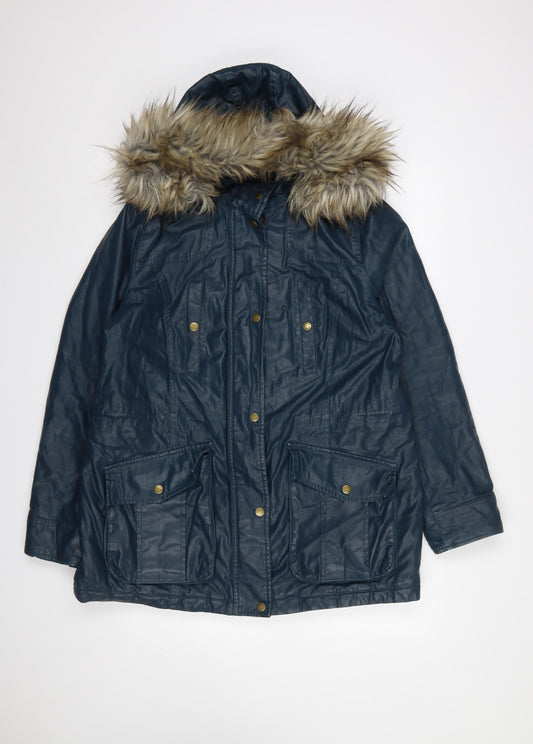 Womens UK Size 14 Marks and Spencer Blue Parka Coat