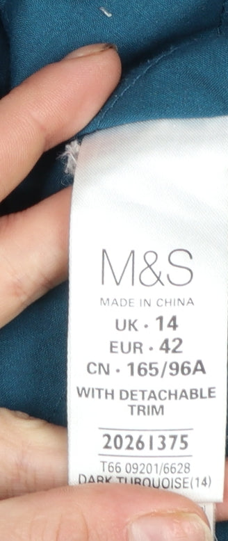 Womens UK Size 14 Marks and Spencer Blue Parka Coat