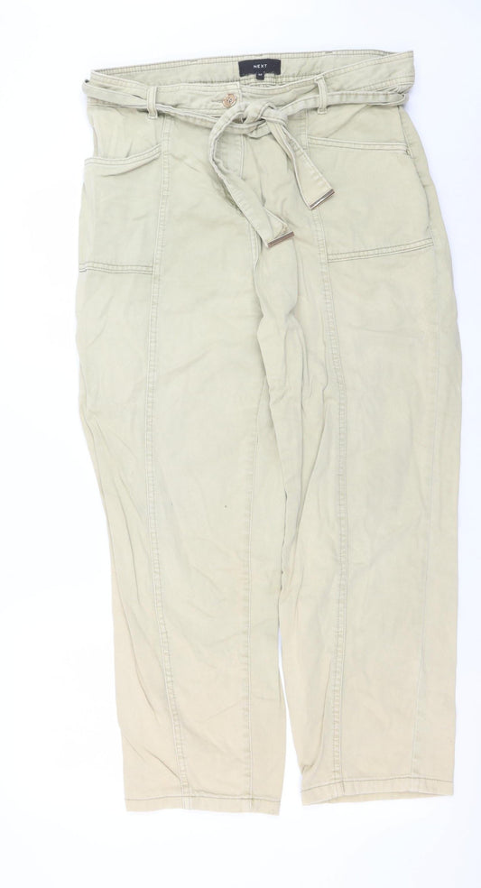 Womens UK Size 16 NEXT Regular Fit Paperbag Beige Trousers