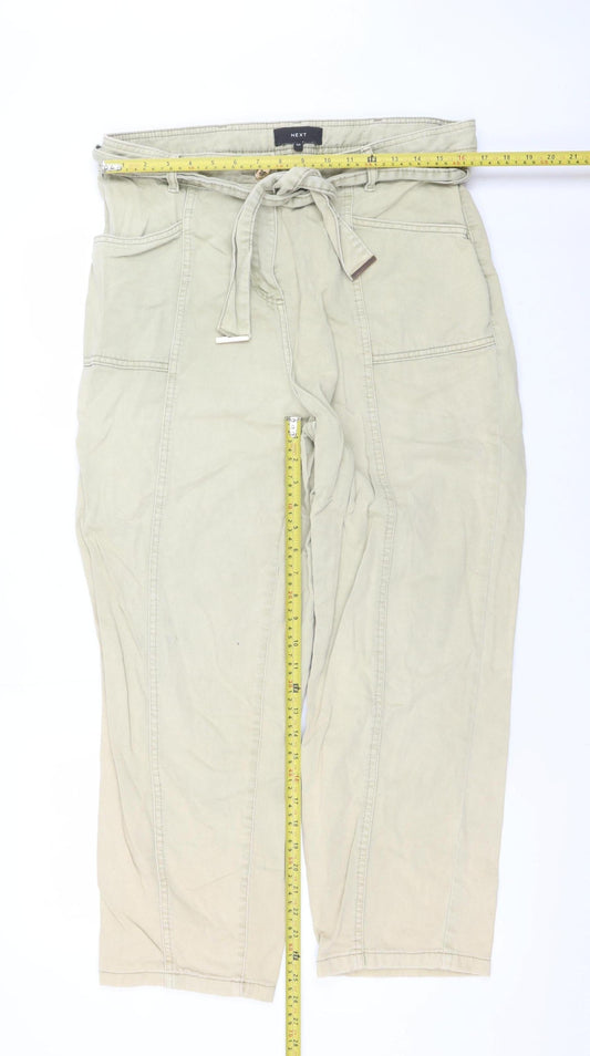 Womens UK Size 16 NEXT Regular Fit Paperbag Beige Trousers