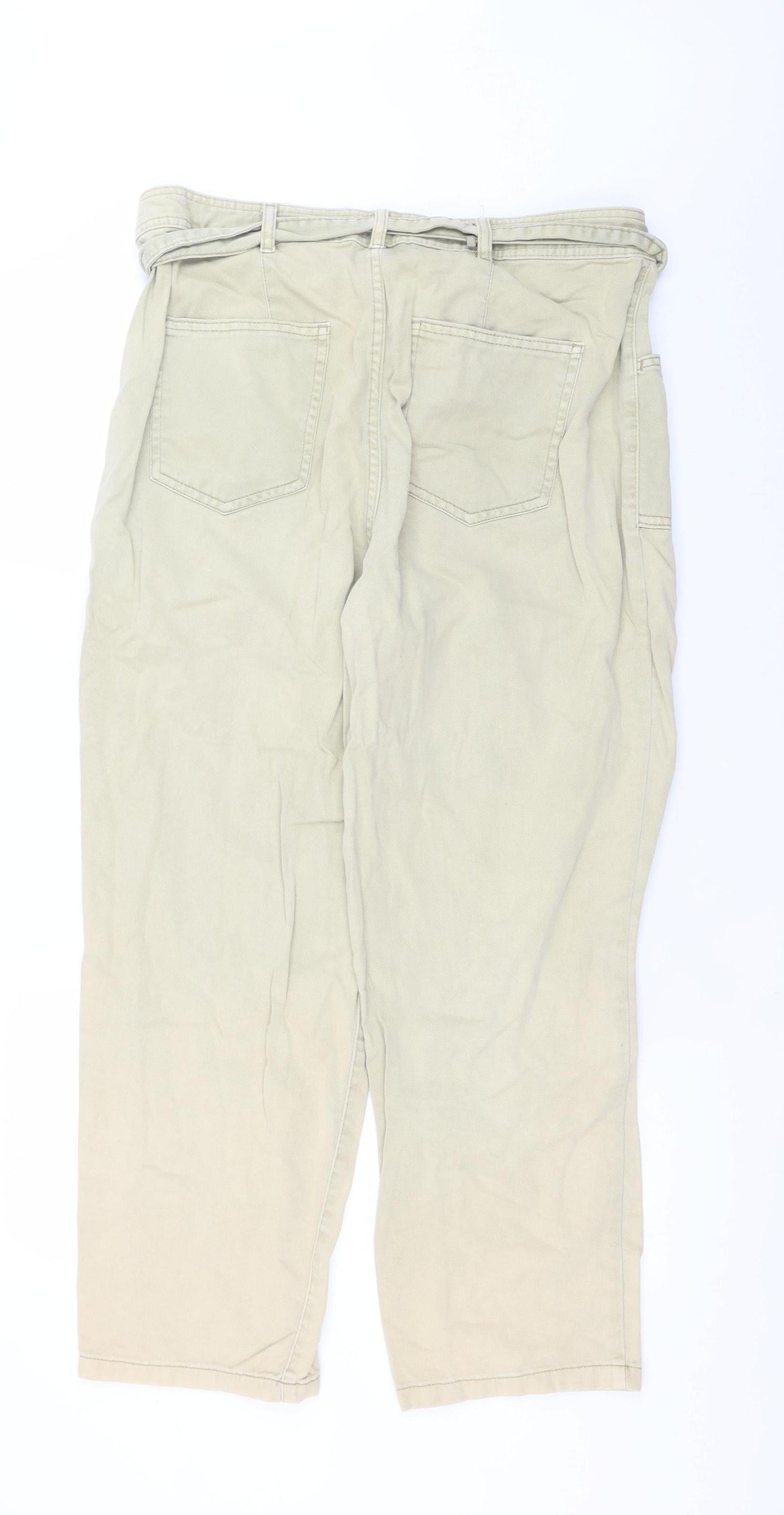 Womens UK Size 16 NEXT Regular Fit Paperbag Beige Trousers