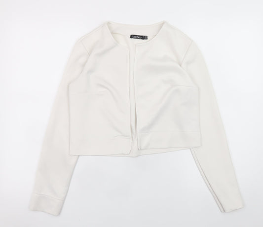 Womens UK Size 12 Boohoo Ivory Cropped Blouse