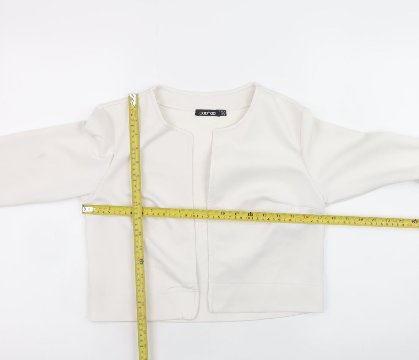 Womens UK Size 12 Boohoo Ivory Cropped Blouse