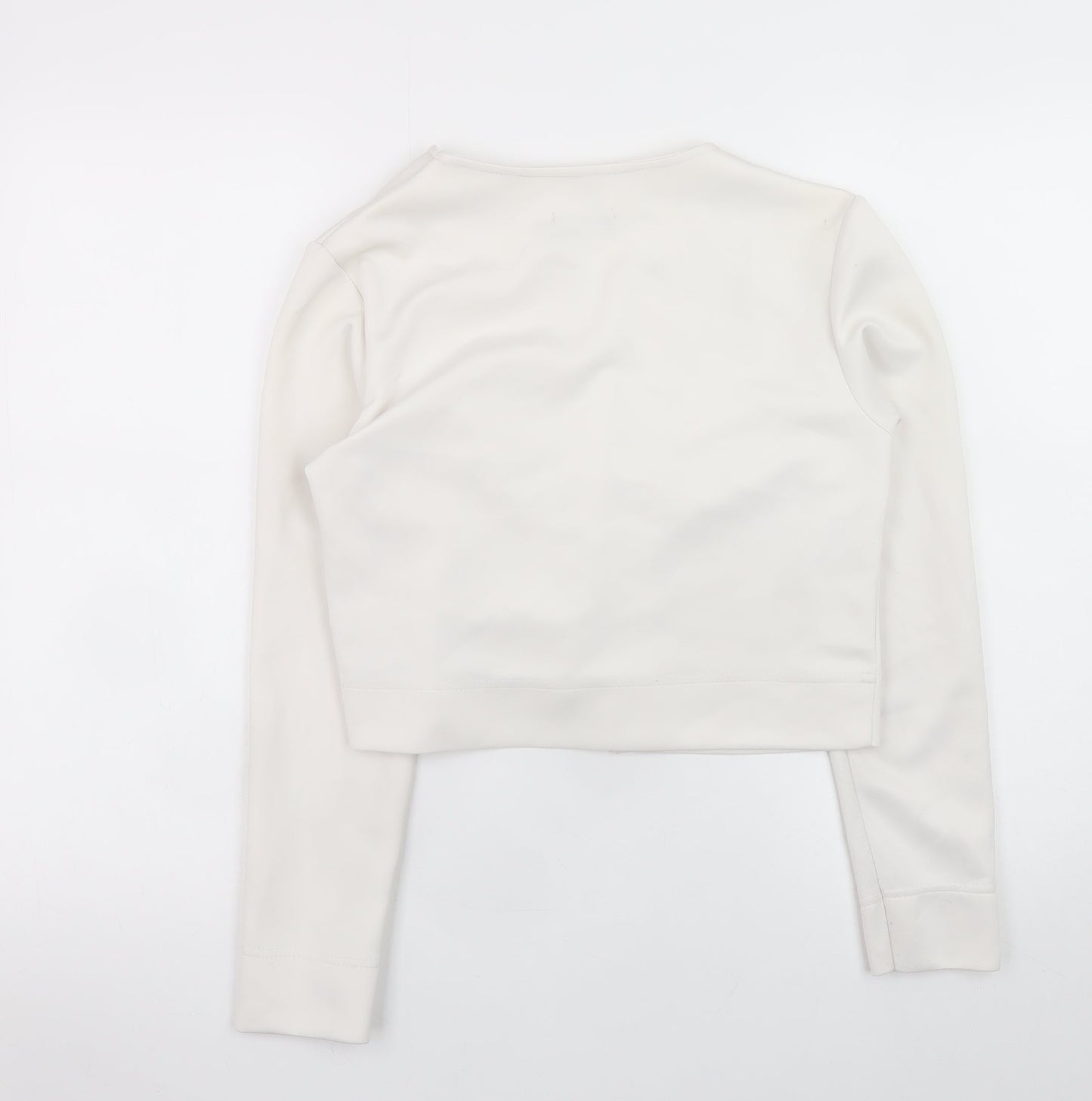 Womens UK Size 12 Boohoo Ivory Cropped Blouse