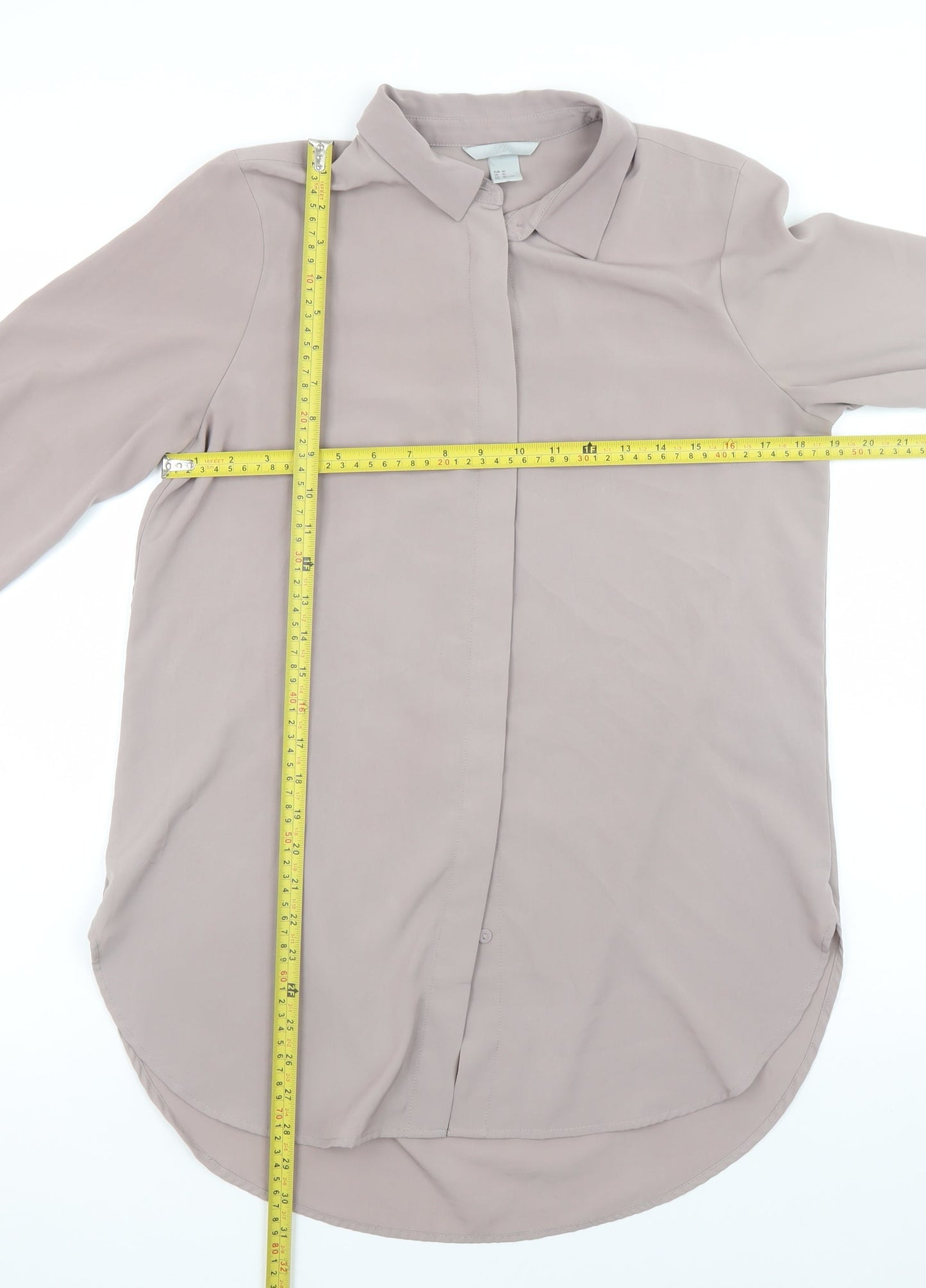 Womens UK Size 12 H&M Beige Basic Button-Up