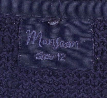 Monsoon Women's Purple Chunky Knit Long Cardigan Size 12