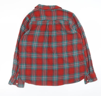 Fat Face Mens Red Check Flannel Button-Up Shirt Size 16