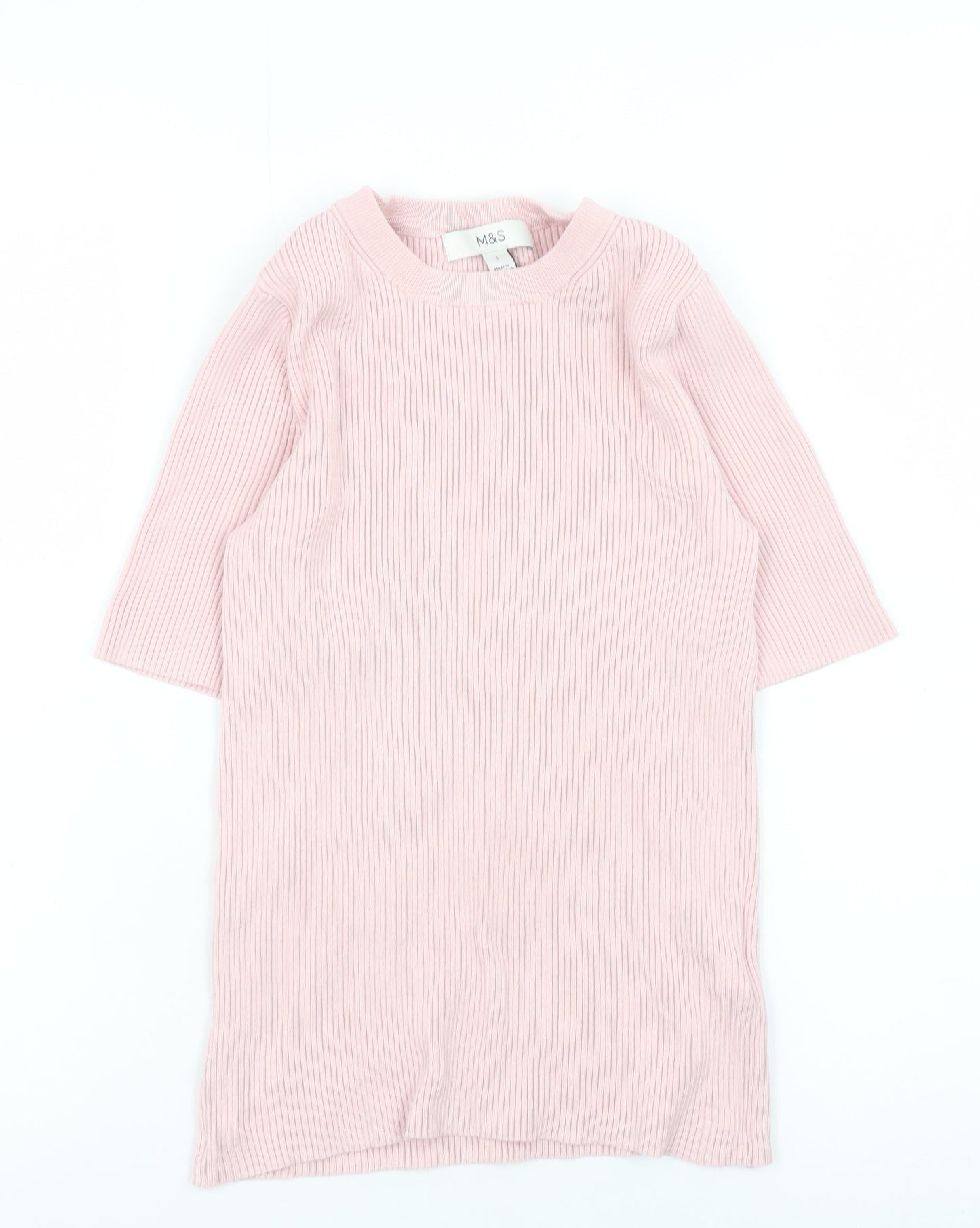 Womens UK Size S Marks and Spencer Pink Basic T-Shirt