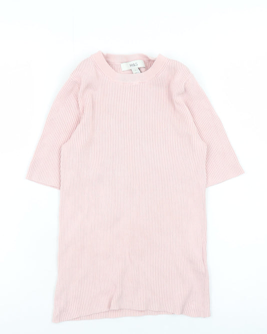 Womens UK Size S Marks and Spencer Pink Basic T-Shirt