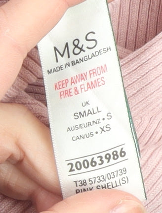 Womens UK Size S Marks and Spencer Pink Basic T-Shirt