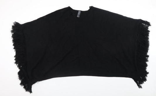 Womens UK Size One Size Accessorize Black Cape Jumper