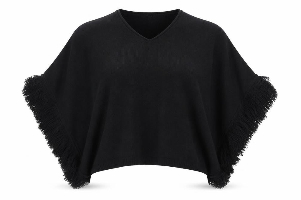 Womens UK Size One Size Accessorize Black Cape Jumper