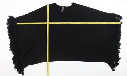 Womens UK Size One Size Accessorize Black Cape Jumper