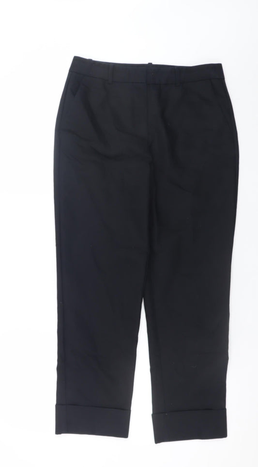 Womens UK Size S Zara Slim Fit Cropped Black Trousers