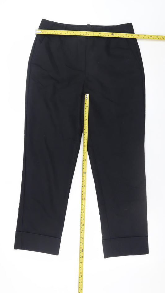 Womens UK Size S Zara Slim Fit Cropped Black Trousers