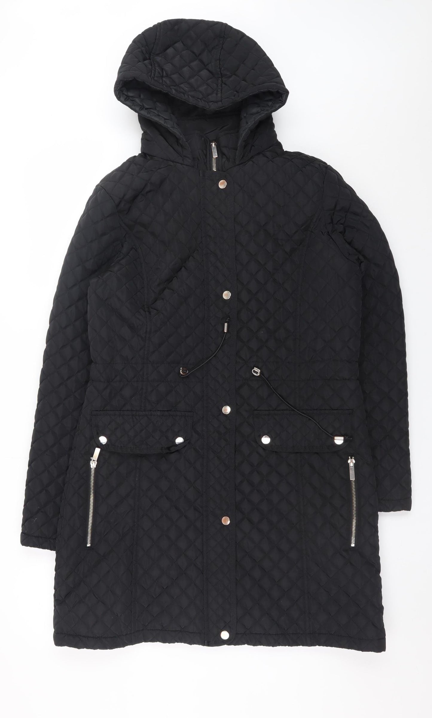 Womens UK Size 12 Dunnes Black Quilted Coat