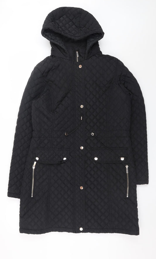 Womens UK Size 12 Dunnes Black Quilted Coat