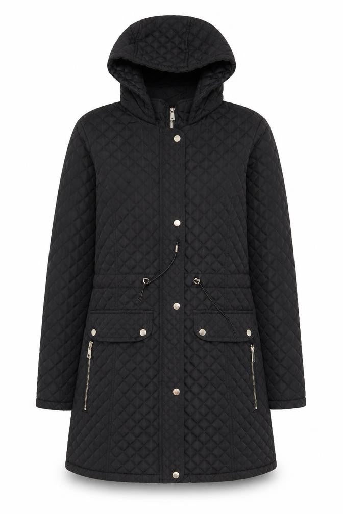 Womens UK Size 12 Dunnes Black Quilted Coat