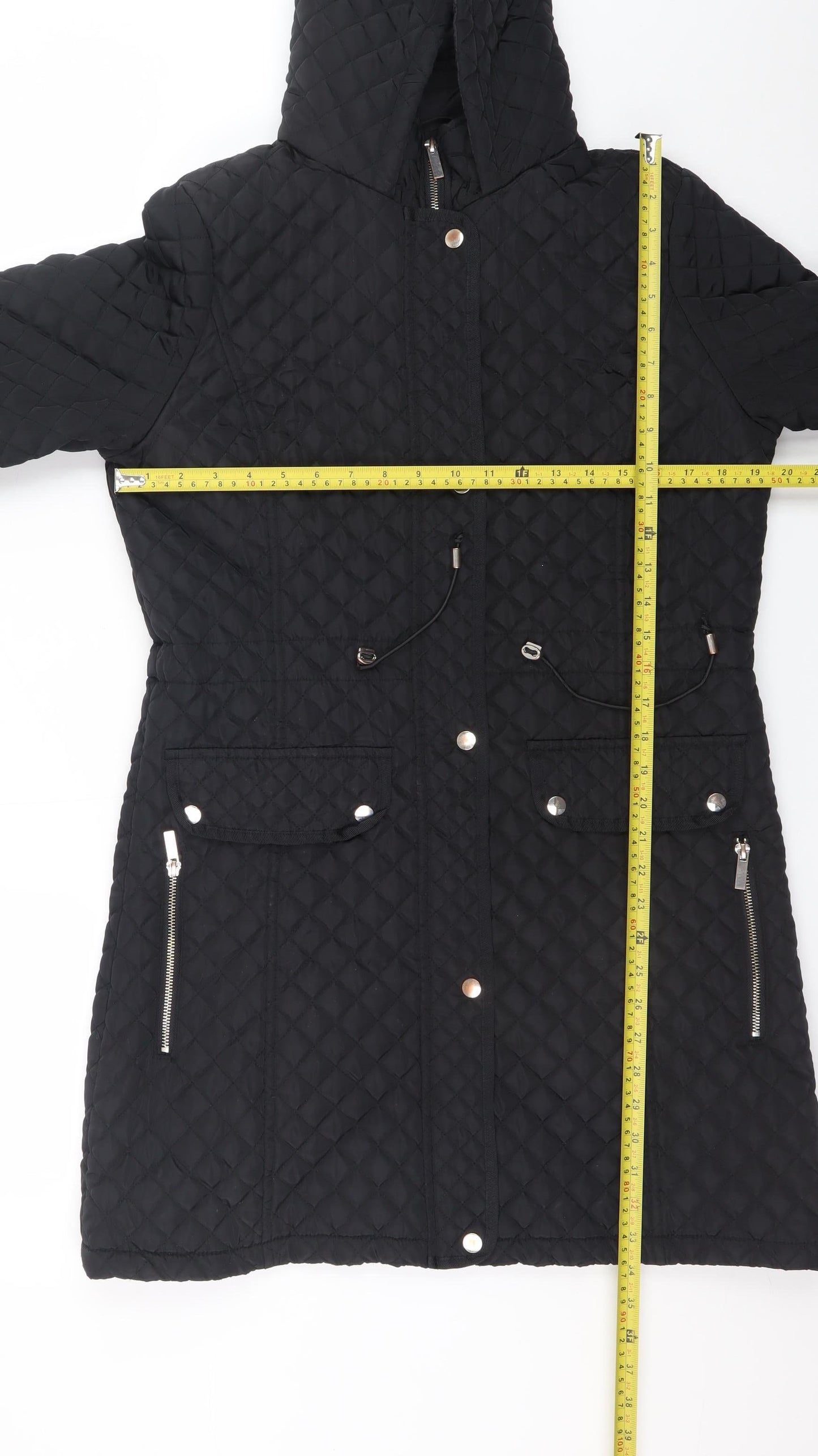 Womens UK Size 12 Dunnes Black Quilted Coat