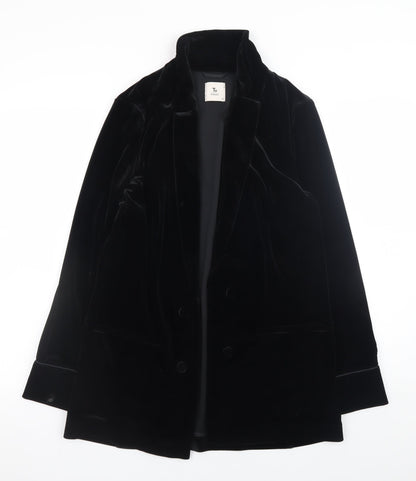 Tu Women Black Velvet Long Sleeve Button Tunic Blouse Size 12