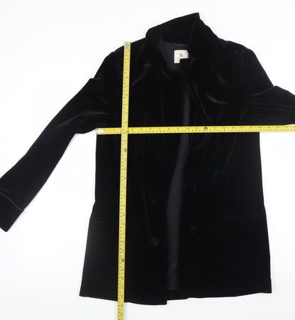 Tu Women Black Velvet Long Sleeve Button Tunic Blouse Size 12