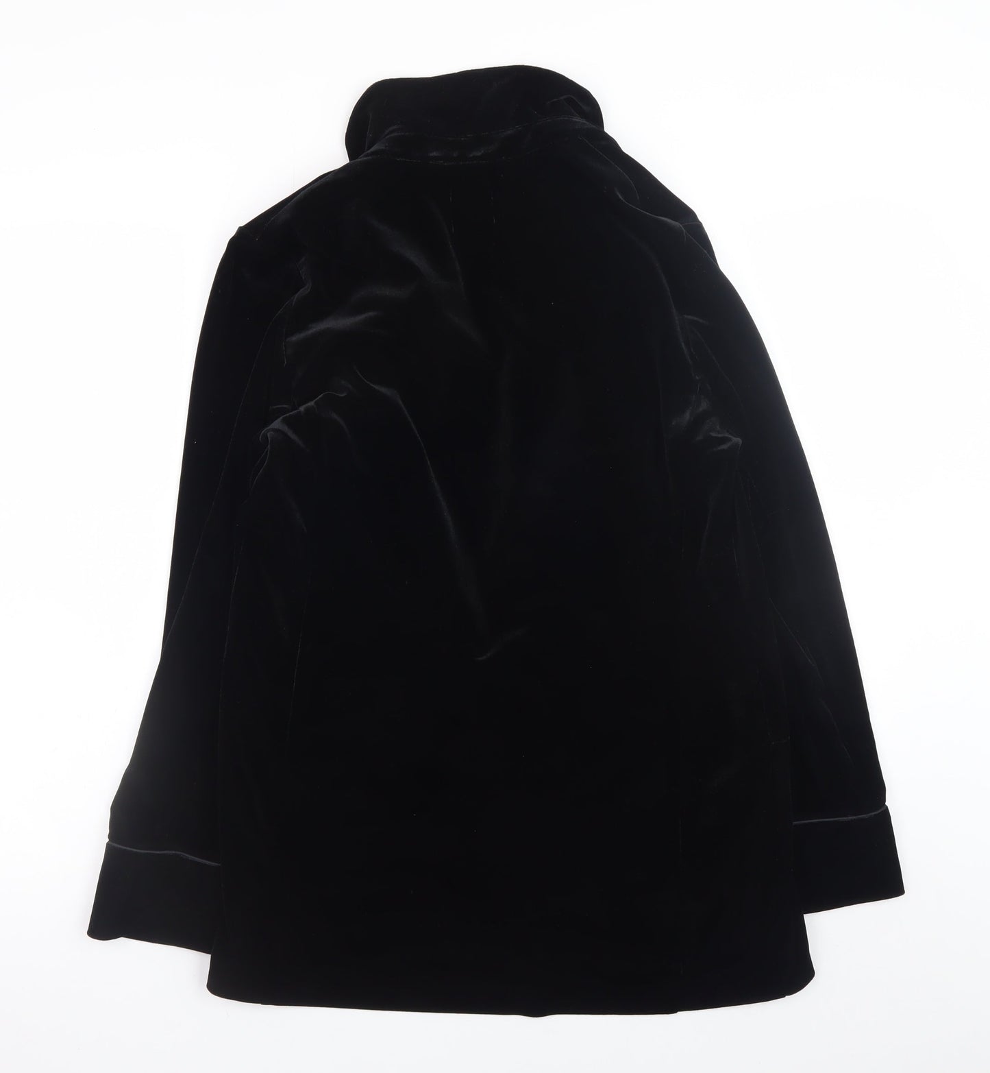 Tu Women Black Velvet Long Sleeve Button Tunic Blouse Size 12