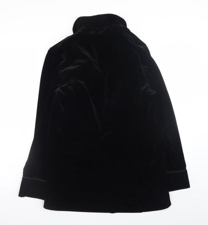 Tu Women Black Velvet Long Sleeve Button Tunic Blouse Size 12