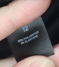 Tu Women Black Velvet Long Sleeve Button Tunic Blouse Size 12