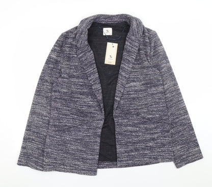 Tu Women Blue Collared Open Knit Cardigan Size 12
