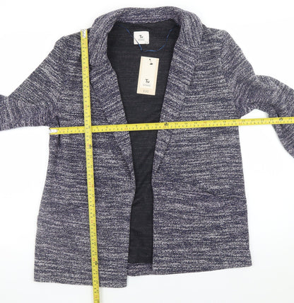 Tu Women Blue Collared Open Knit Cardigan Size 12