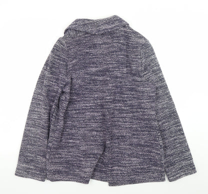 Tu Women Blue Collared Open Knit Cardigan Size 12
