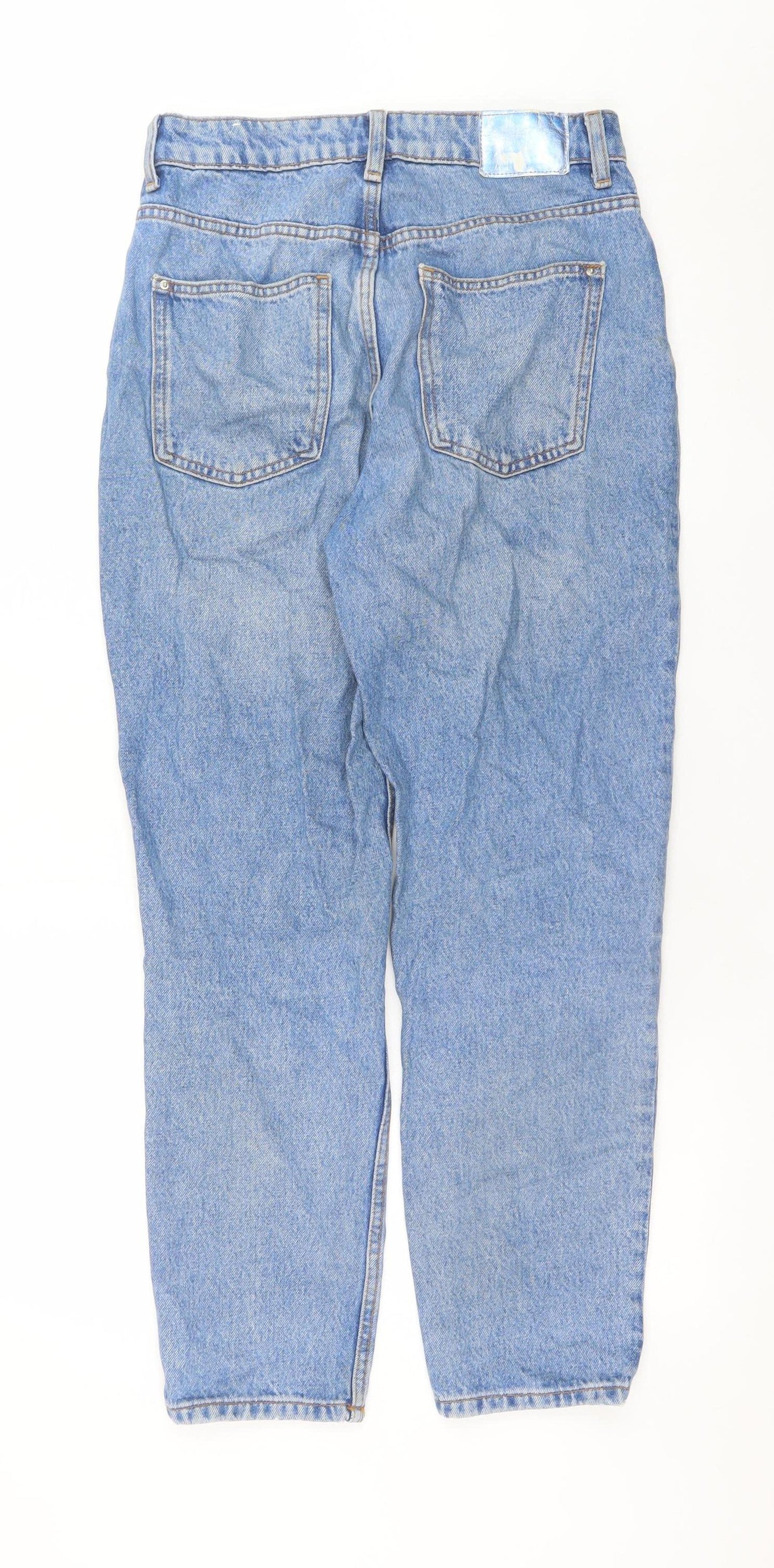 Womens UK Size 8 Zara Regular Fit Mom Blue Jeans