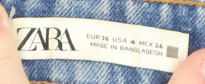 Womens UK Size 8 Zara Regular Fit Mom Blue Jeans