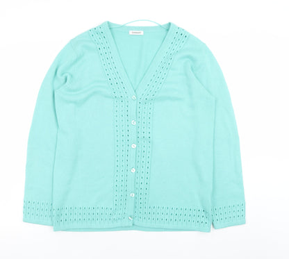 Womens UK Size 14 Damart Green Cardigan Jumper