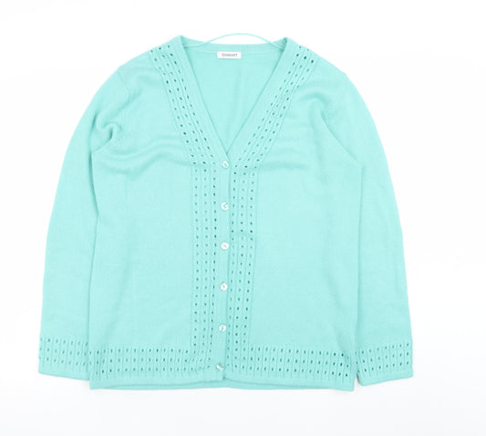 Womens UK Size 14 Damart Green Cardigan Jumper