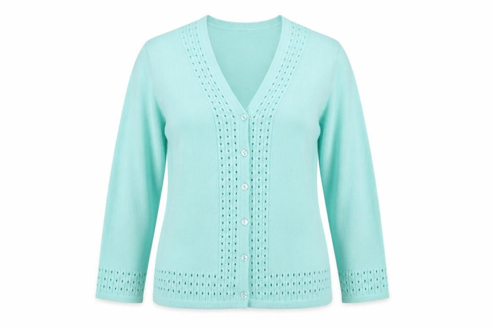 Womens UK Size 14 Damart Green Cardigan Jumper
