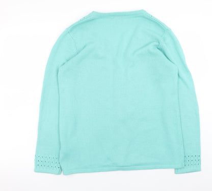 Womens UK Size 14 Damart Green Cardigan Jumper