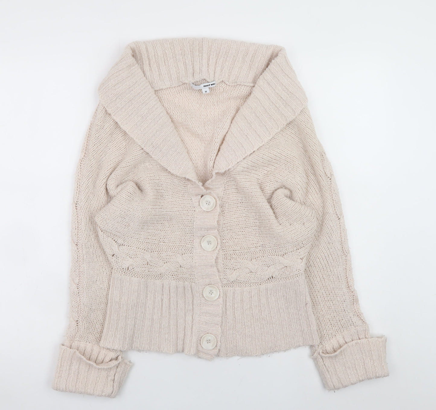 Womens UK Size M TALLY WEiJL Beige Cardigan Jumper