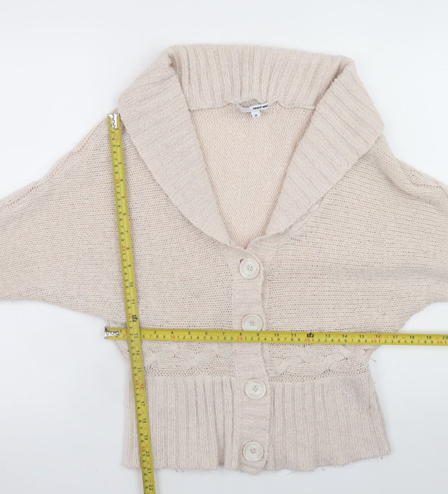 Womens UK Size M TALLY WEiJL Beige Cardigan Jumper
