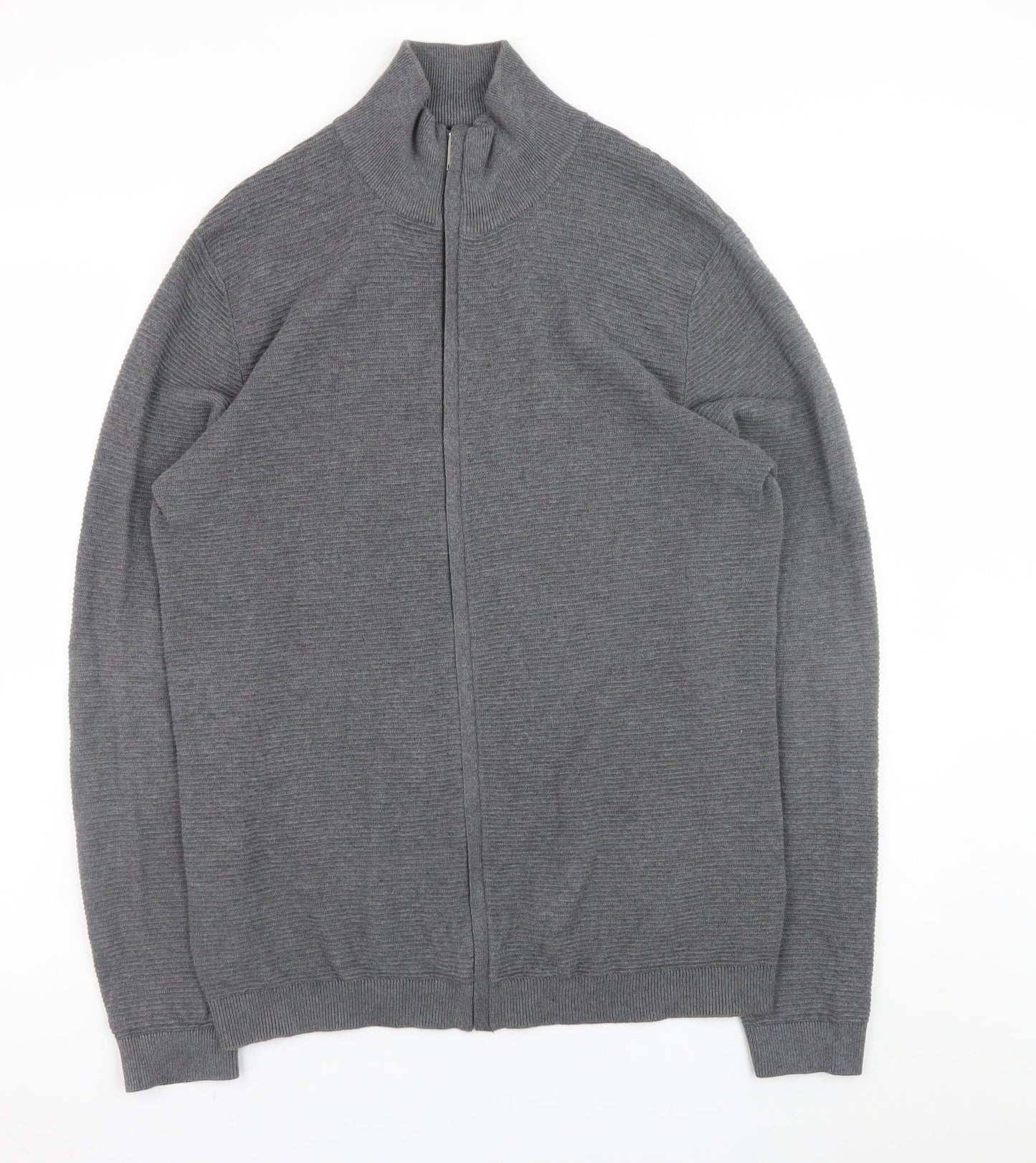 Mens UK Size M Selected Homme Grey Full Zip Jumper