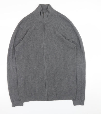 Mens UK Size M Selected Homme Grey Full Zip Jumper