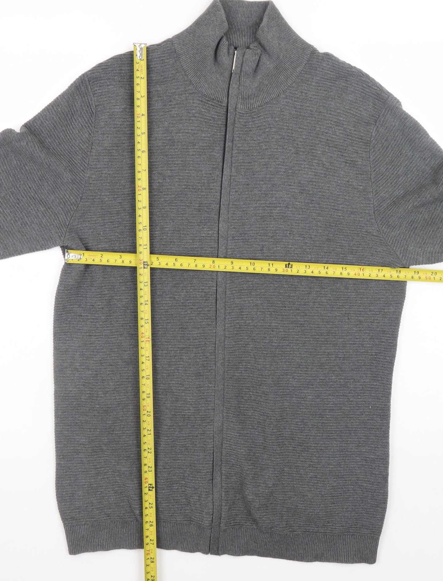 Mens UK Size M Selected Homme Grey Full Zip Jumper