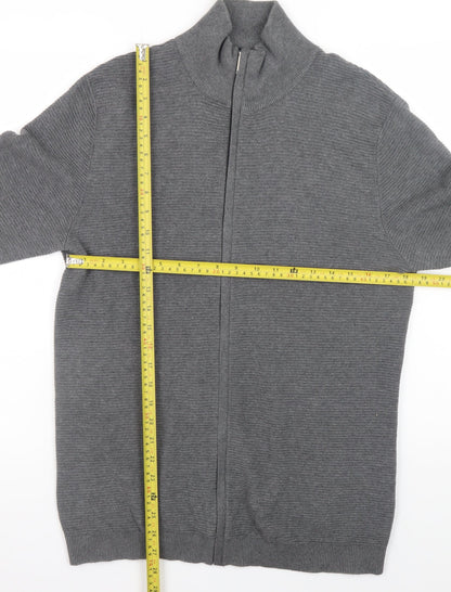 Mens UK Size M Selected Homme Grey Full Zip Jumper