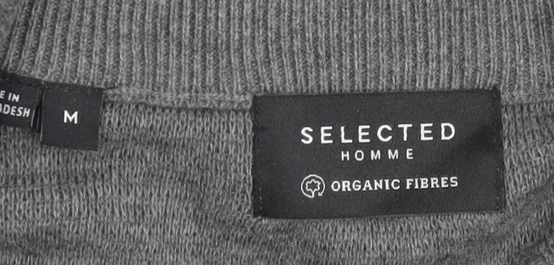 Mens UK Size M Selected Homme Grey Full Zip Jumper