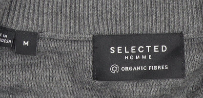 Mens UK Size M Selected Homme Grey Full Zip Jumper