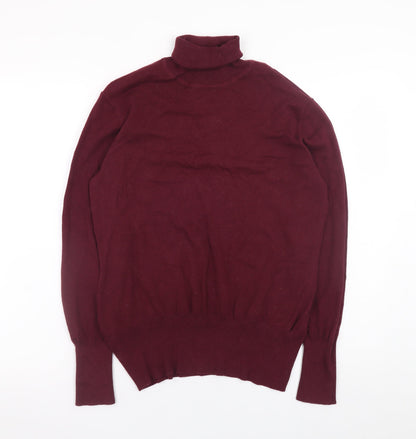 Oasis Women Red Wool Blend Roll Neck Jumper Size L