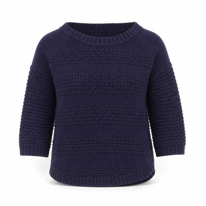 Gap Women's Blue Cotton Chunky Knit 3/4 Sleeve Pullover Jumper XS