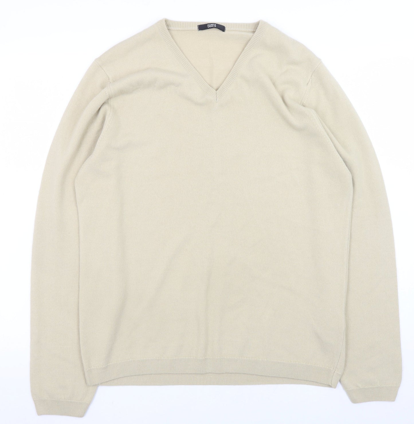Mens UK Size M Marks and Spencer Beige Pullover Jumper